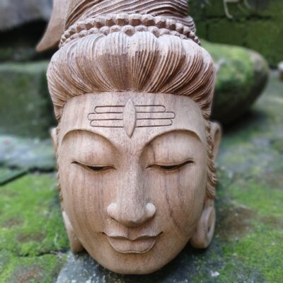 Hand‑Carved Siwa (Shiva) Head – Wooden Wall Sculpture – Spiritual Home Decor